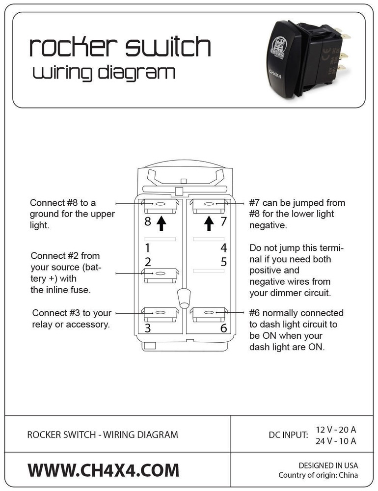 CH4X4 Rocker Switch Rear Lights Symbol