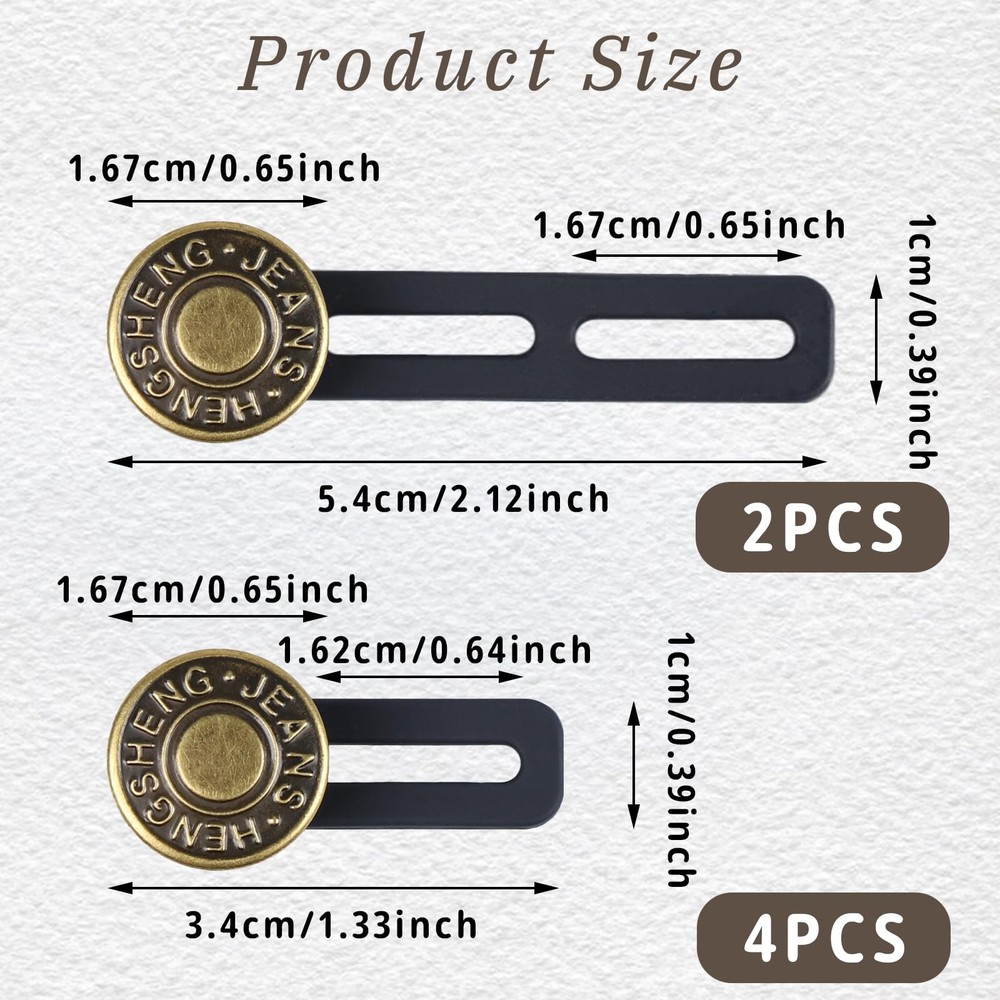 6pcs Extender Button for Jeans, Pants Waist Extender, 2 Sizes