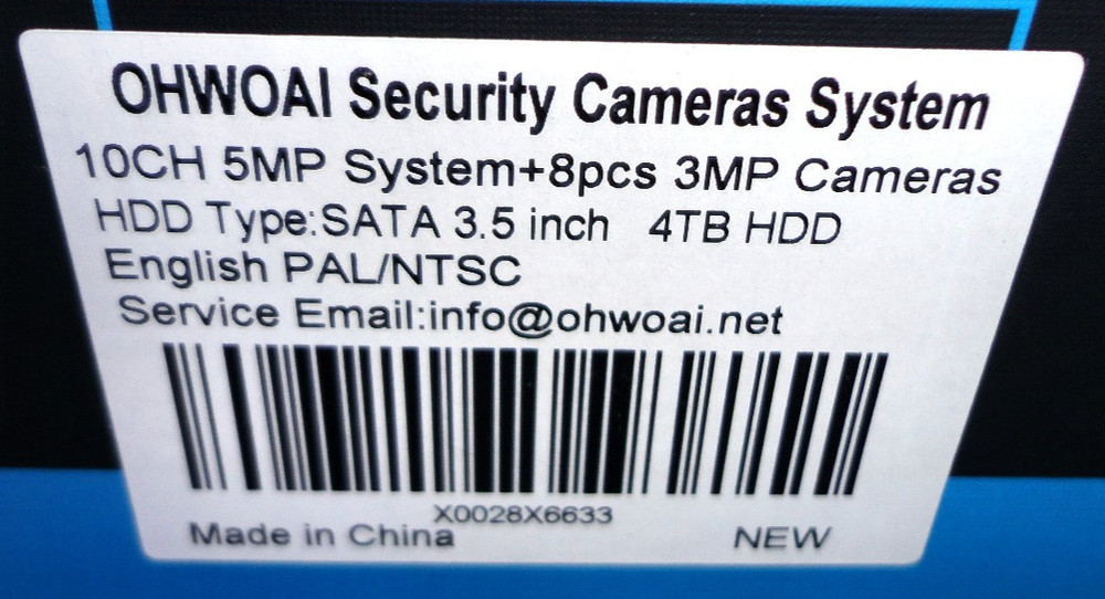 OHWOAI Wireless Security Camera System K8210-3WS – 10CH NVR + 4TB HDD – NICE!!