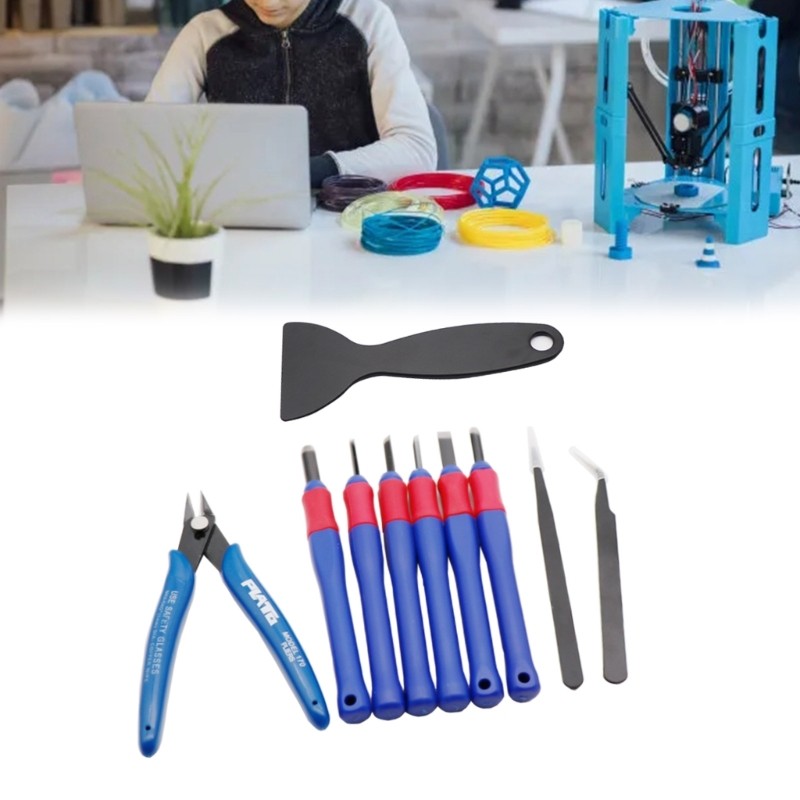Professional 3D Printer Clean-up Tool Kit with Chisel Tweezers Pliers Tool Set