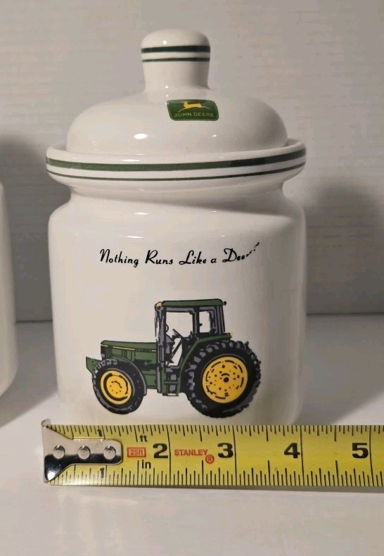 2 John Deere Ceramic Storage Canister/cookie jars With Lids