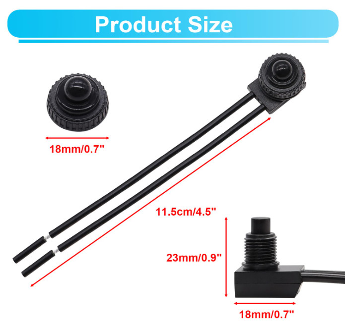 2PCS Waterproof RV Push Button Switch 12V ON/Off SPST Switch for Motorcycle/A...