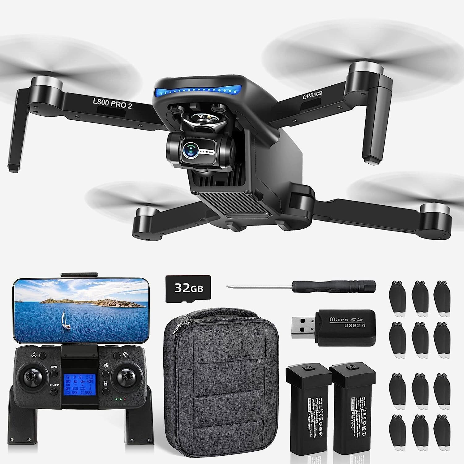 4k Drone with Camera 5G WIFI 50 Mins Flight Time w/ 2 Batteries Brushless Motor