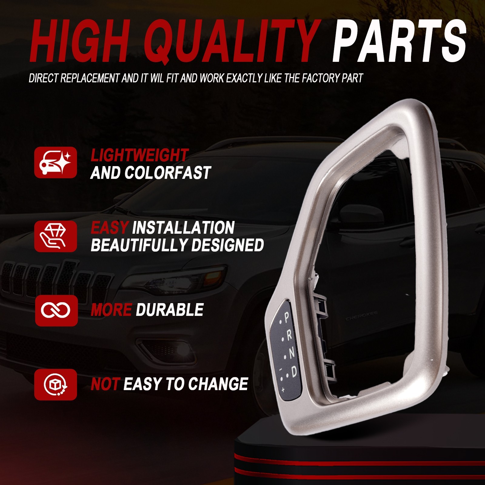 Transmission Shifter Bezel Factory with Wire Harness for 014-2018 Jeep Cherokee