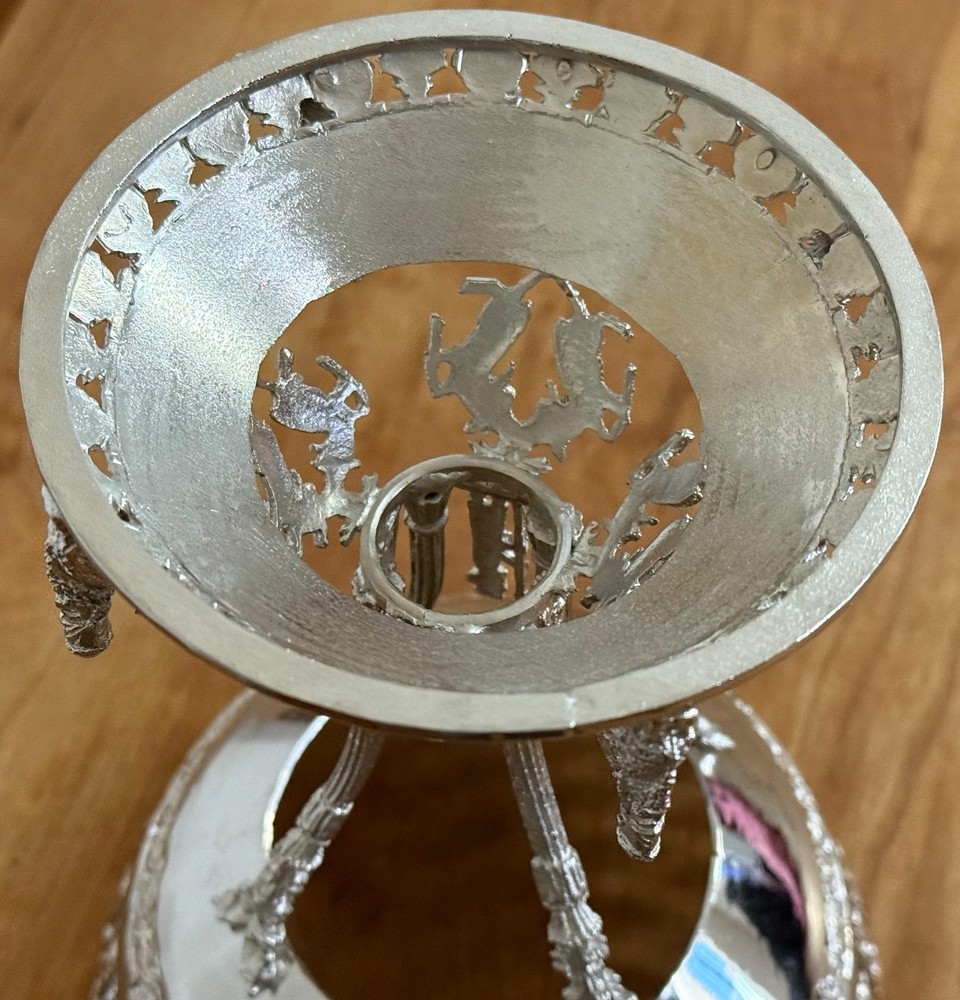 Large Middle Eatern 900 Silver Footed Bowl Marked 672 gr