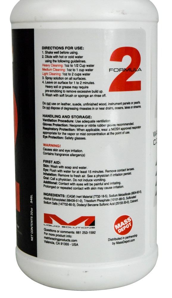 Matrix Liquid Solutions Formula 2 Biodegradable Wash Degreaser 32oz 3 Pack