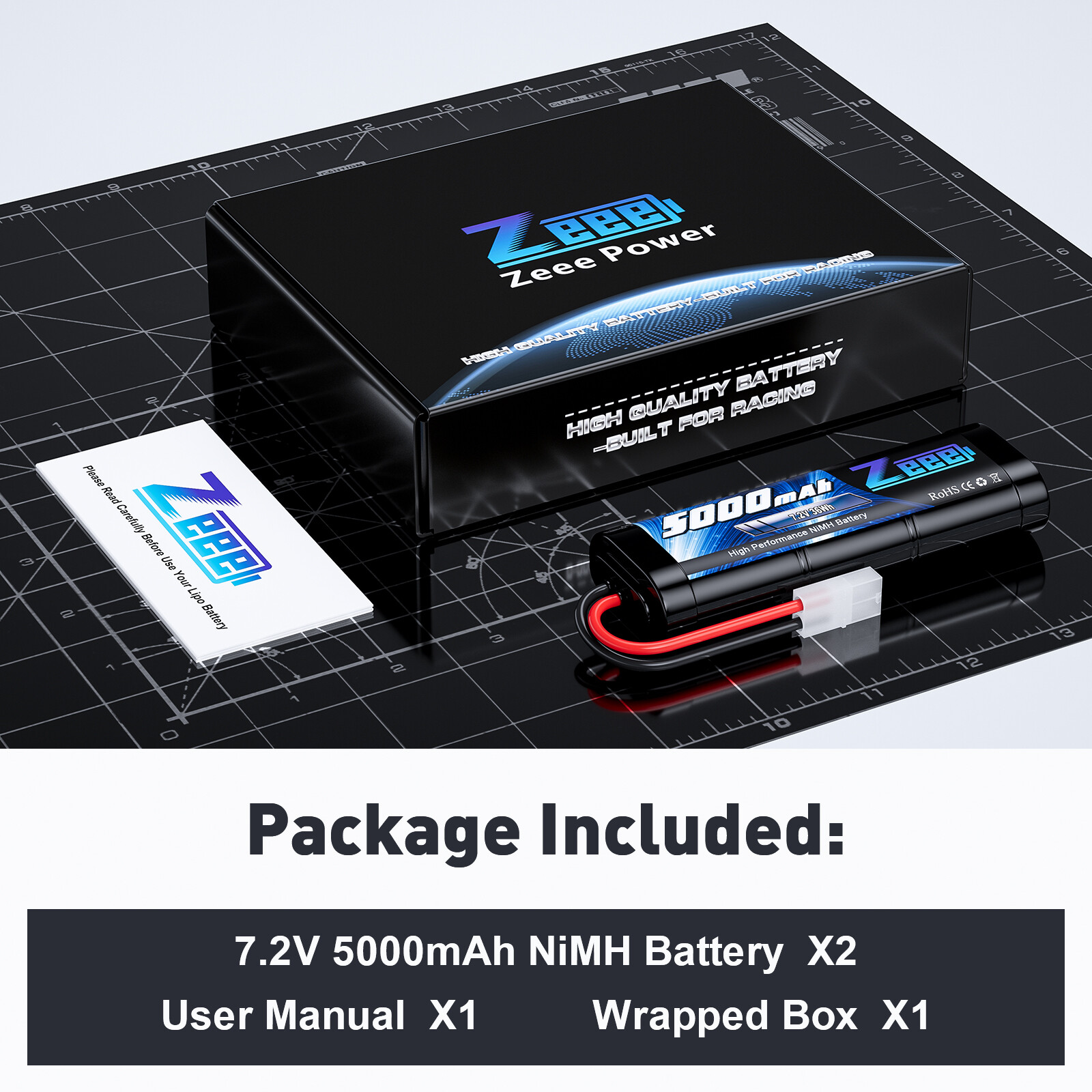 2x Zeee 7.2V 5000mAh NiMH Battery Tamiya Plug for RC Car Truck Truggy Buggy Boat