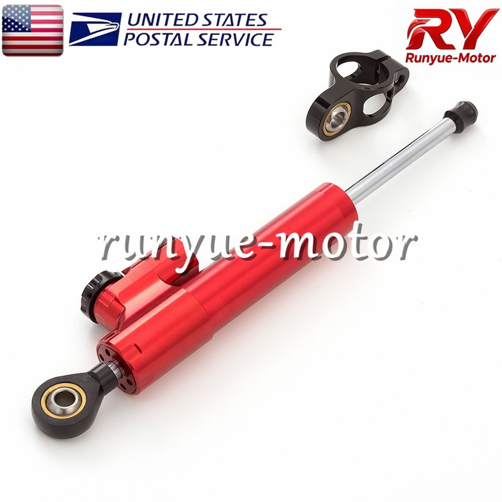 Red CNC Adjustable Steering Damper Stabilizer Linear Control Universal Aluminum
