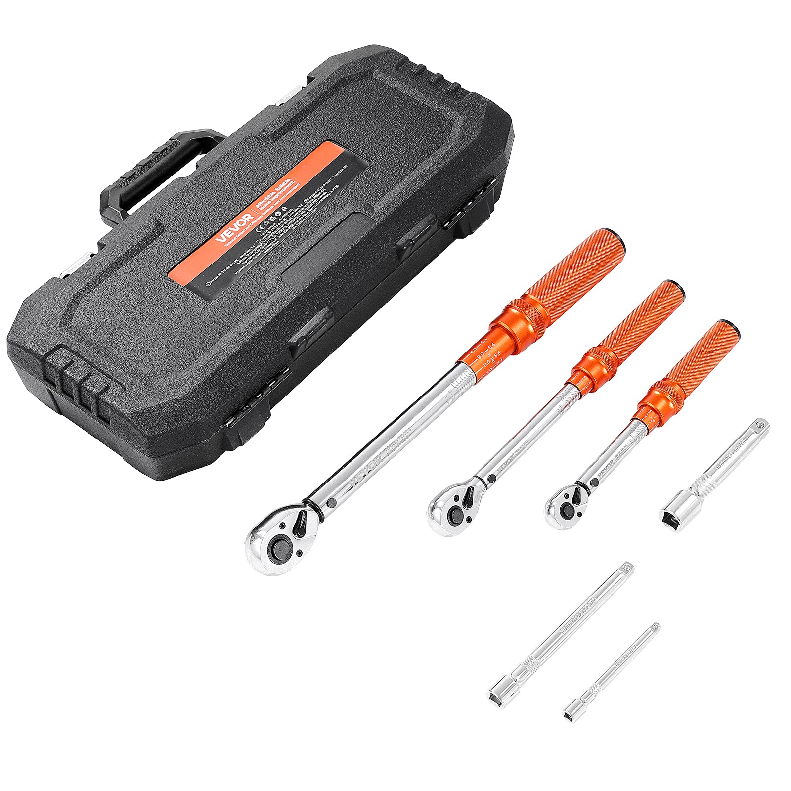 VEVOR Click Torque Wrench Set 3Pcs 1/4 3/8 1/2 In Drive Dual-direction 72-Tooth