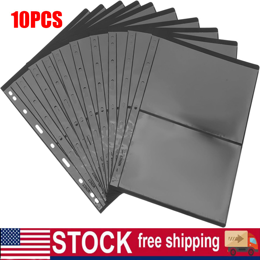 10 Sheet, Stamp Pages for Stamp Album Binder, 2 Rows Pages for Stamp Collectors