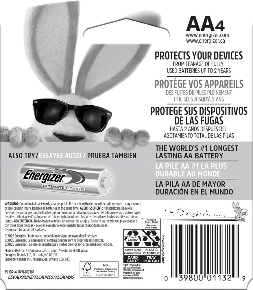 Energizer AA Batteries, MAX Double AA Battery Alkaline, 4 Count