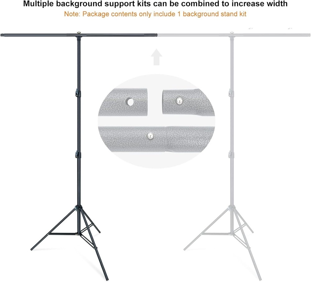 LINCO Photo T-Shape Backdrop Stand Background Backdrops Support Kit - AM207Black