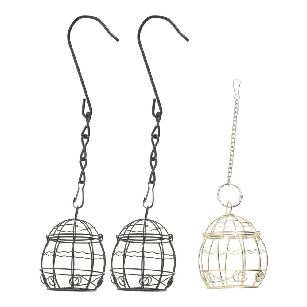 3PCS Empty Bird Nesting Material Holder: Outdoor Hanging Iron Cage - Refillable