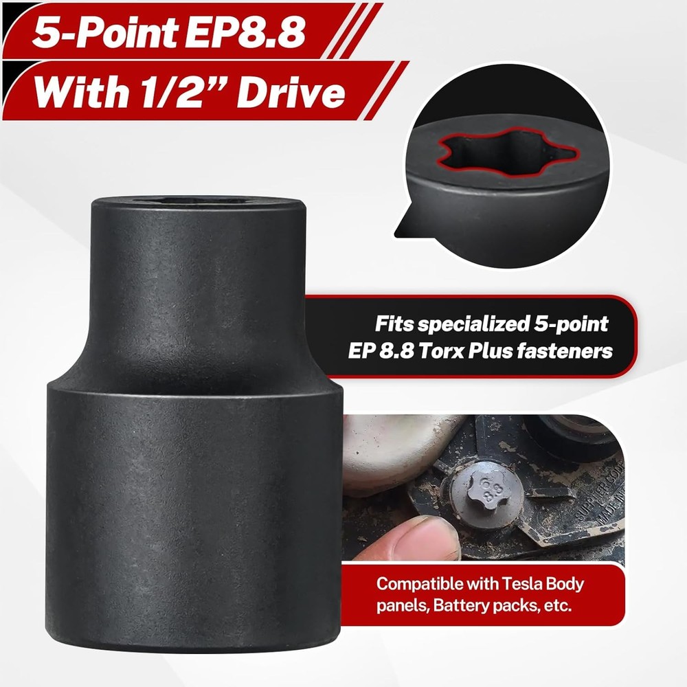 BILITOOLS External Torx Plus Socket Set, 6 Point EP4-EP8, EP10-12, EP14, EP16, E