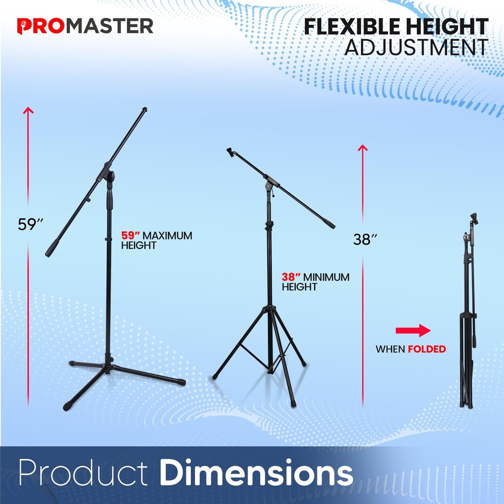 ProMaster Tripod Microphone Stand – Universal & Adjustable Professional Audio