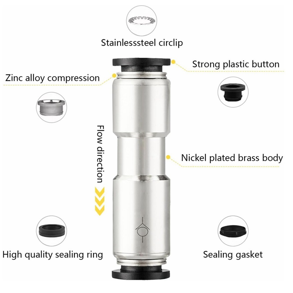 2x 1/4" OD Check Valve Push to Connect One Way Inline Air Pneumatic Valves C357