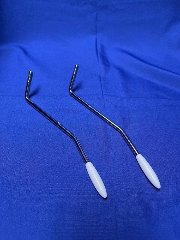 Two 6mm Chrome Tremolo Arms with White Knobs