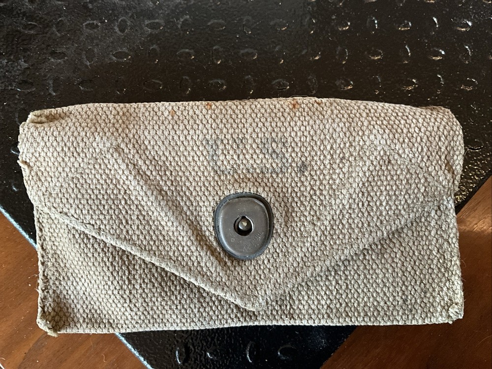 Carlisle WW2 Bandage Tin First Aid Pouch Dated 1942 With Unopened Bandage