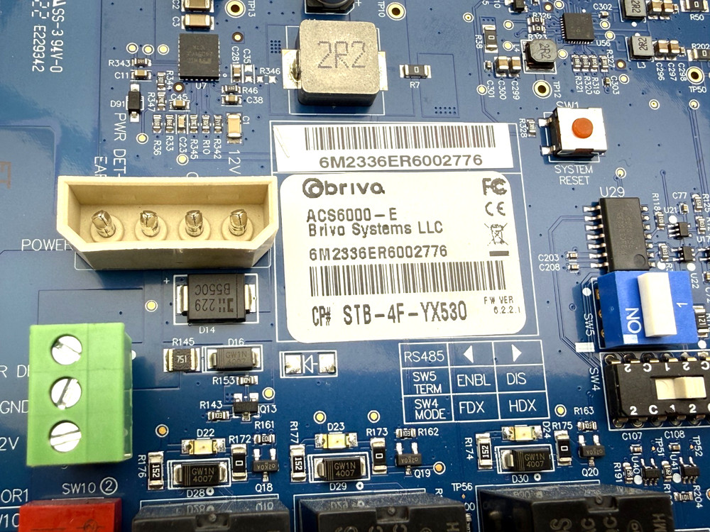 Brivo ACS6000-MBE Rev 006 Two-Reader Ethernet Control Board (Board Only) Access