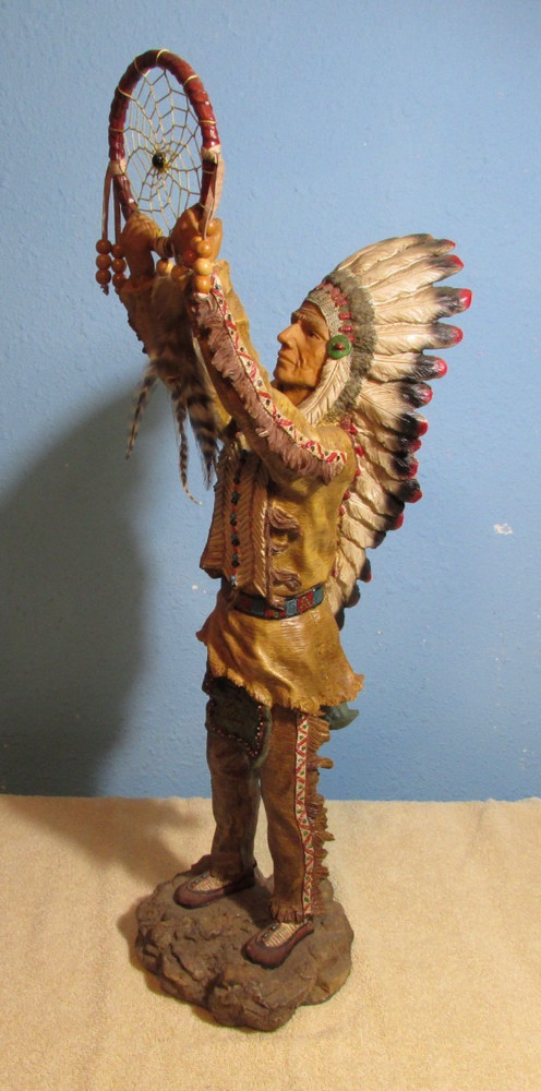 Native American Chief with Dreamcatcher Figurine