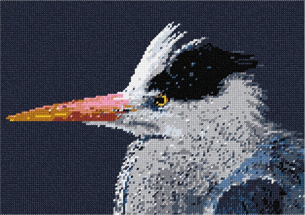 Grey Heron Up Close Needlepoint Kit or Canvas