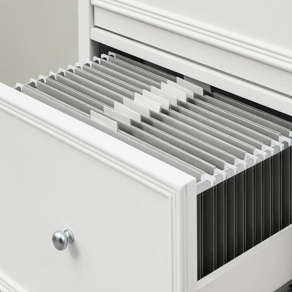 Bradstone 3 Drawer White File Vertical Cabinet Solid Wood Frame Office Organizer