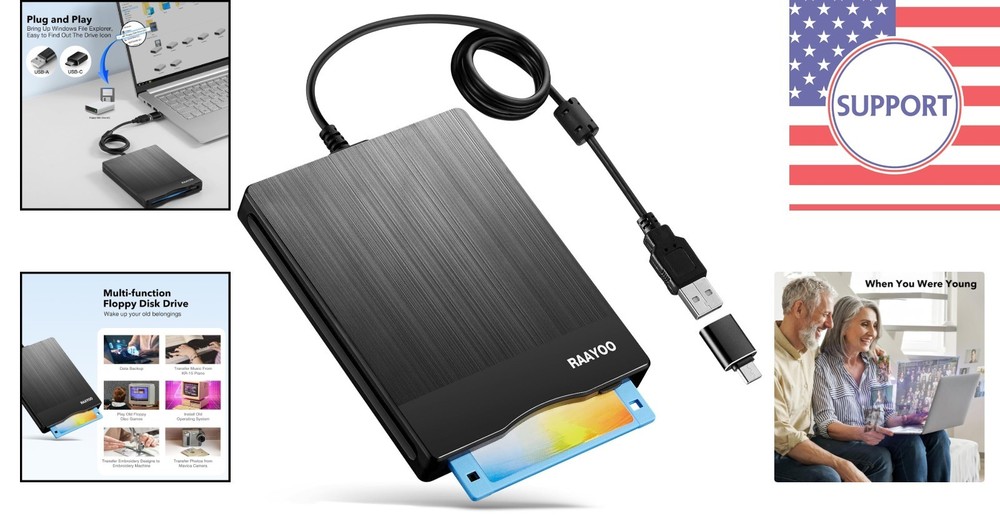 3.5-Inch USB Floppy Disk Reader: Portable Drive for Windows Compatibility