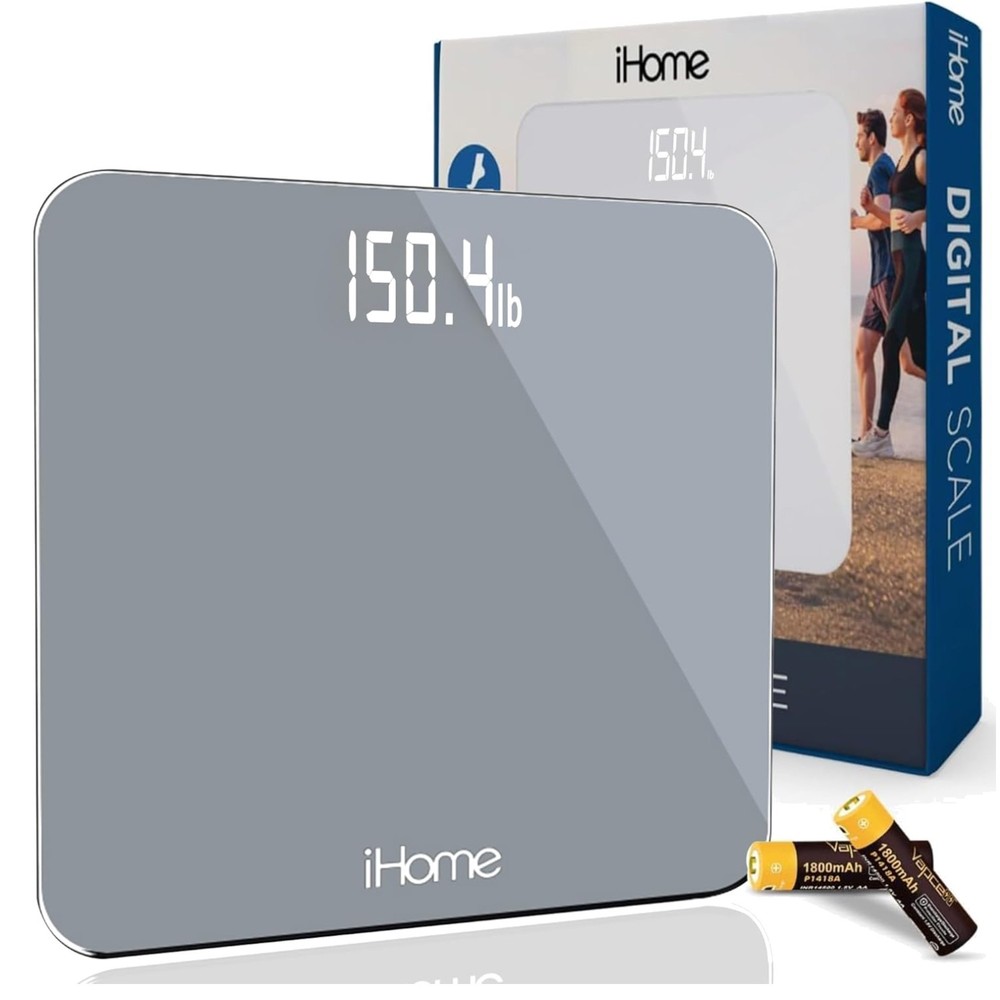 High-Precision Grey Digital Scale with LED Display, Maximum 396 lbs Capacity