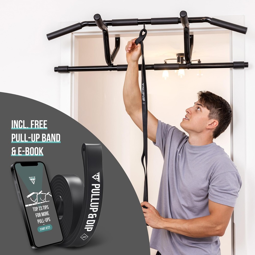 PULLUP & DIP Doorway Pull-Up Bar Without Screwing And No Slipping, Profession...