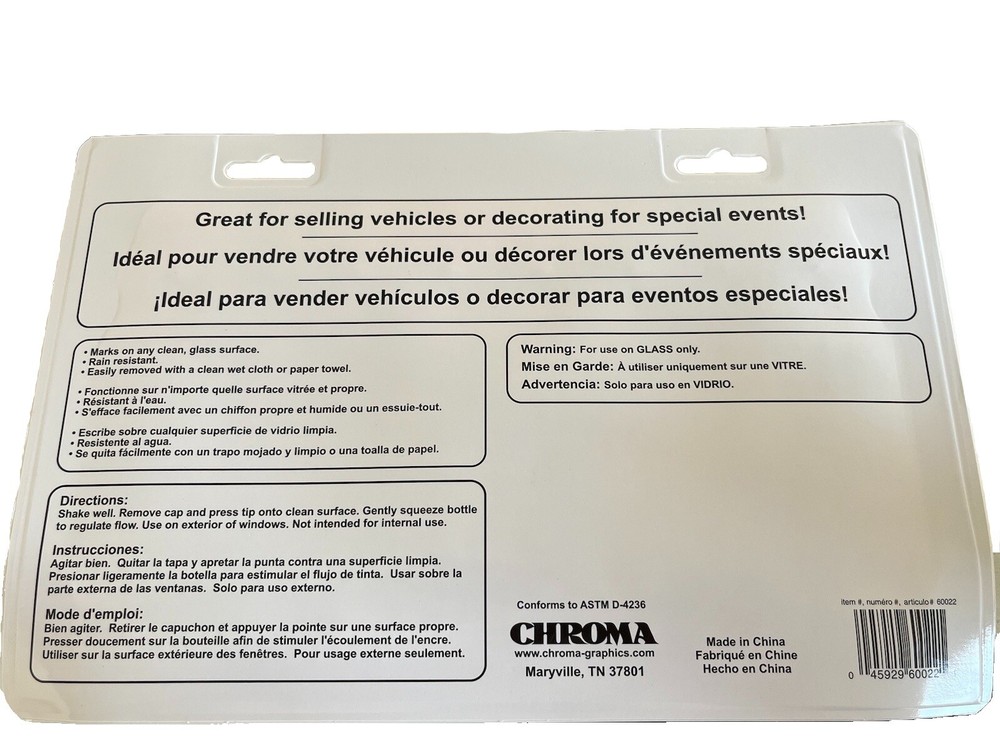 Chroma Markers For Auto Window/Glass 8 Pack