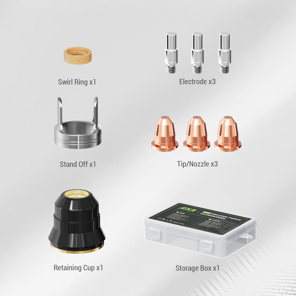 AIXZ 9 Pcs Plasma Cutting Torch Consumables Sets for Low-Frequency Welding Torch