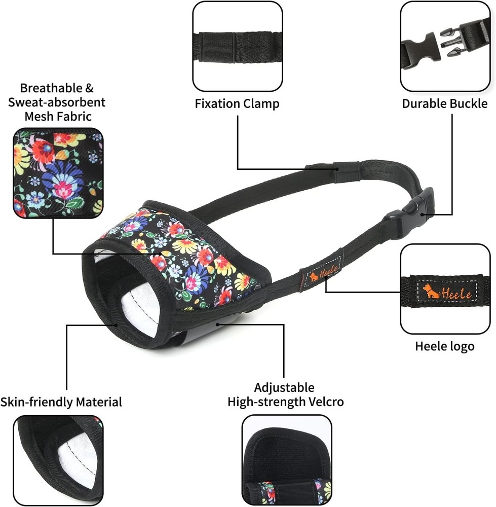 Comfortable Nylon Dog Muzzle, Breathable Mesh, Adjustable Drink, Anti-Bite