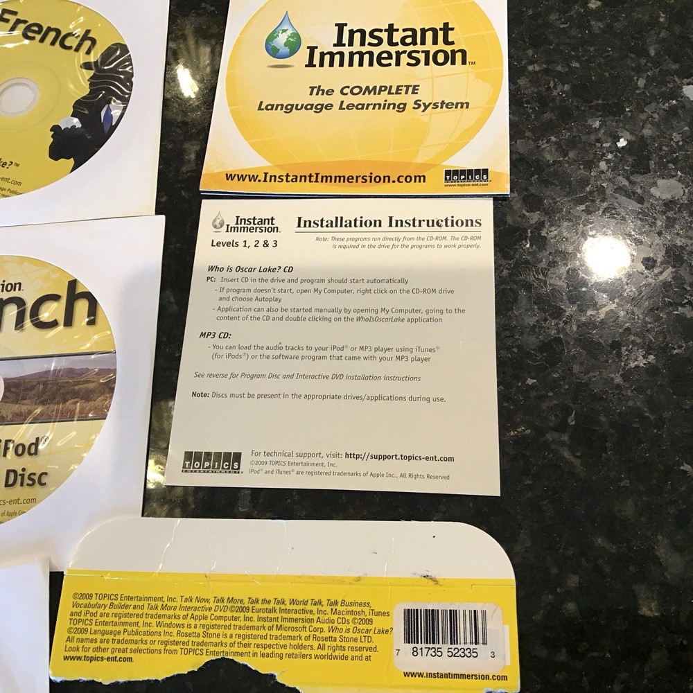 Instant Immersion French Levels 1,2,3 + Language Learning Software win/mac