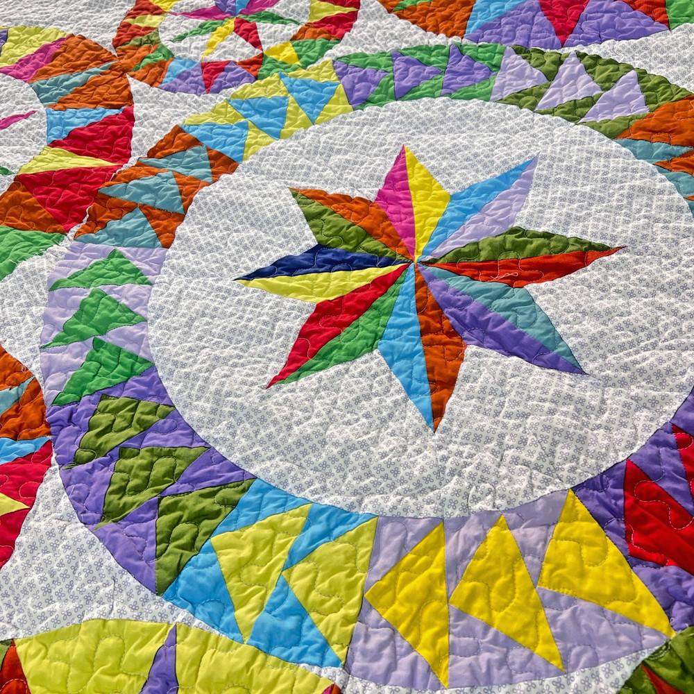 Handmade Over the Rainbow Patchwork Queen Size Cotton Finished QUILT