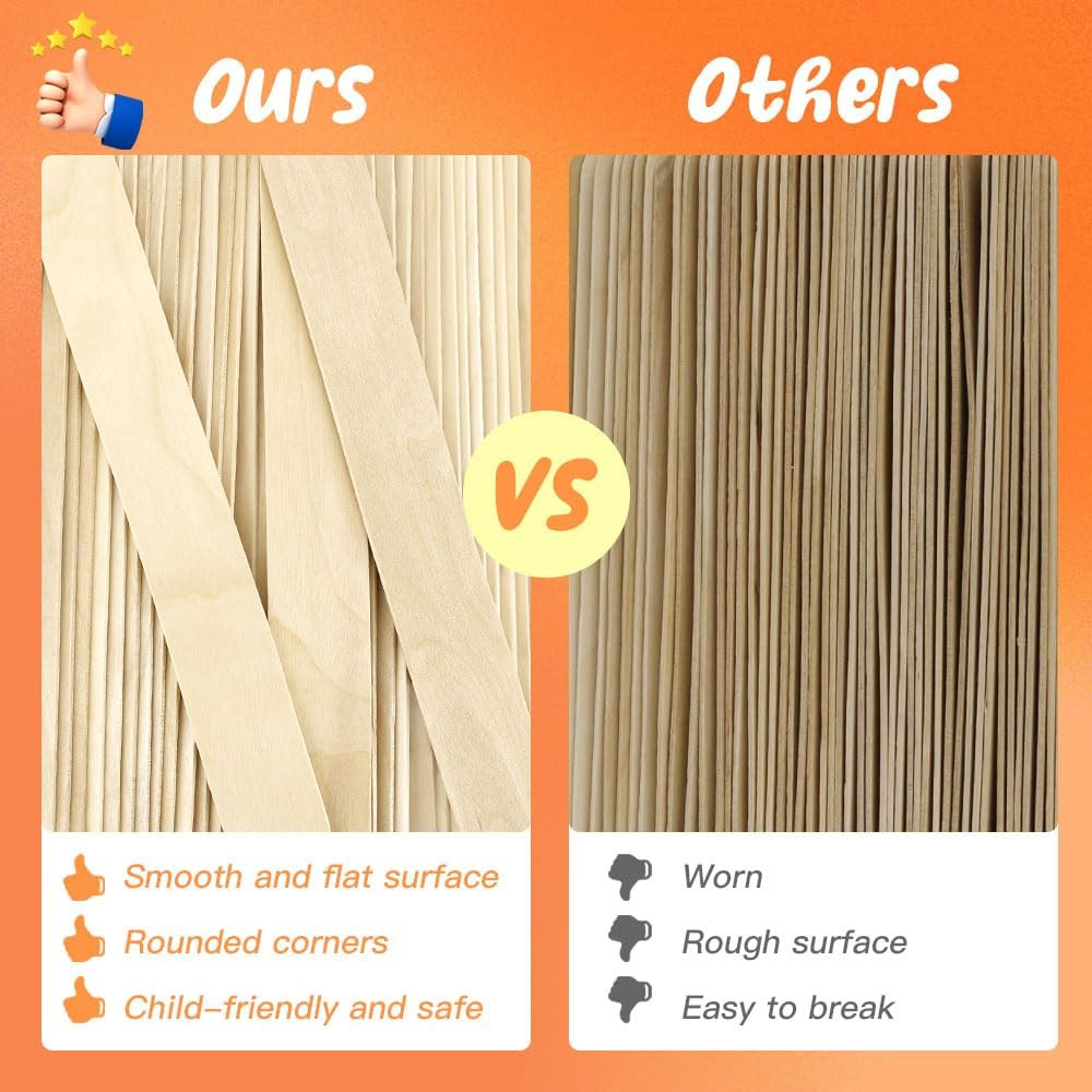 60 Pcs 8” Jumbo Popsicle Sticks for Crafts, Large Tongue Depressors Wood, Craft