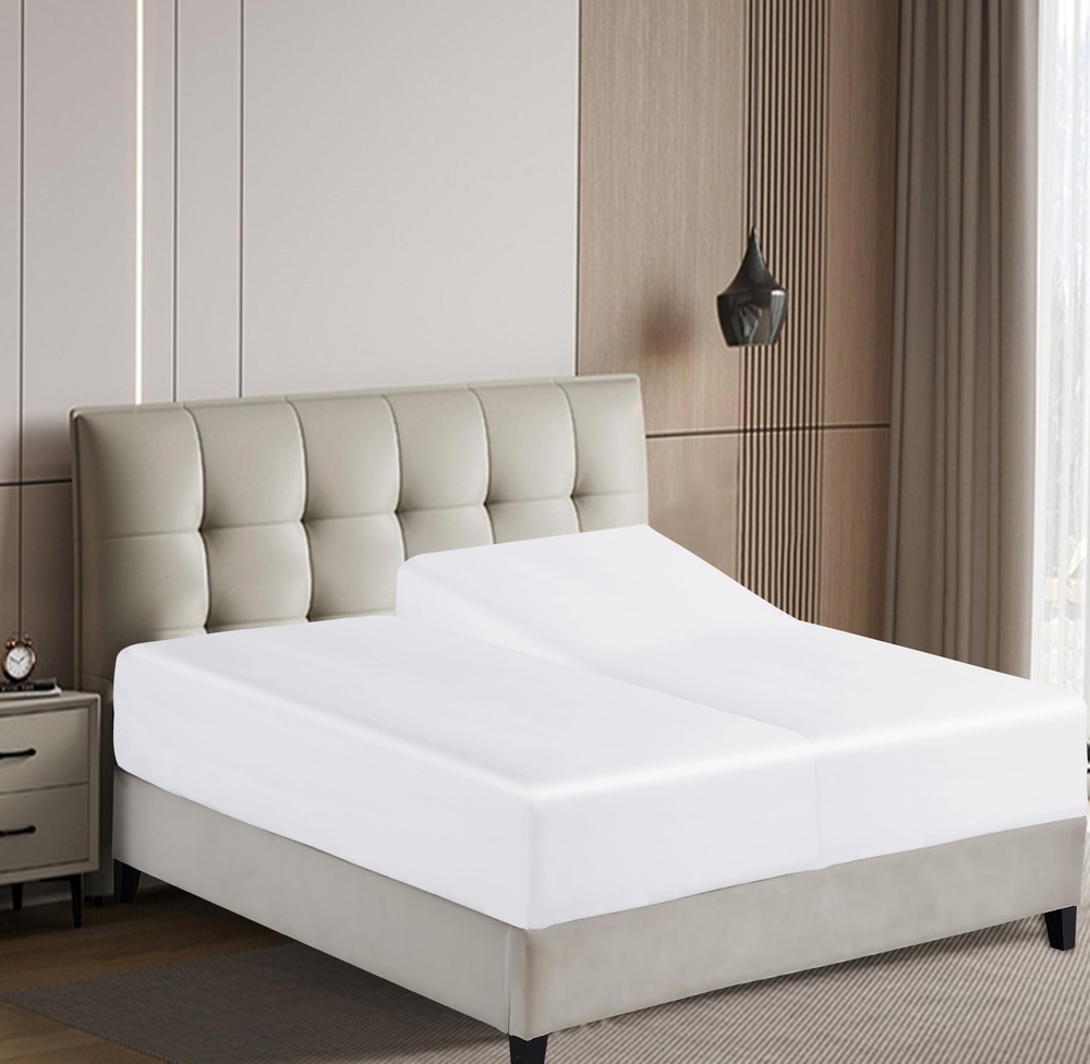 Fitted Sheet 1 Pack Split King Size Only Viscose Derived from Bamboo,400 Thre...