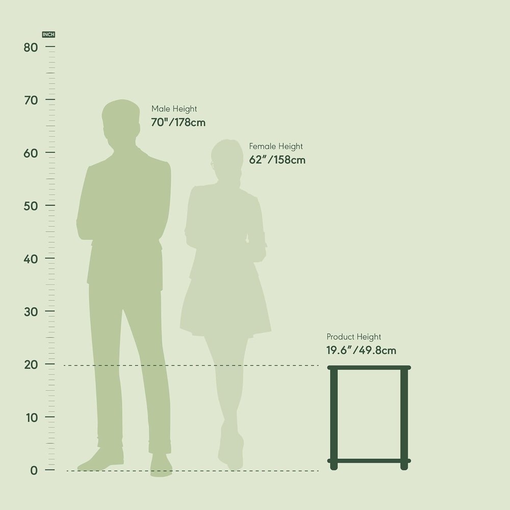 SIMPLISTIC Side Table Set of 2 2-Tier Square Modern End Table Nightstand Night