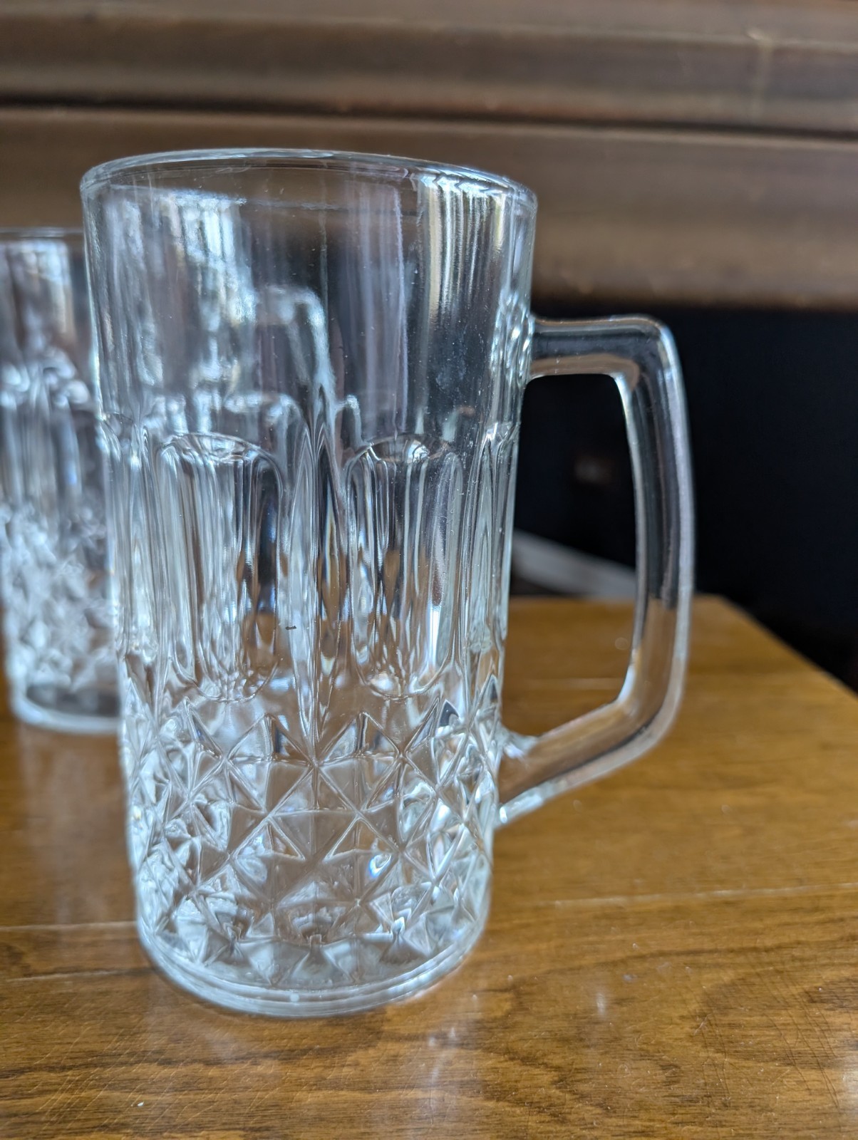 Heavy Glass Beer Steins KIG Indonesia vintage set of four