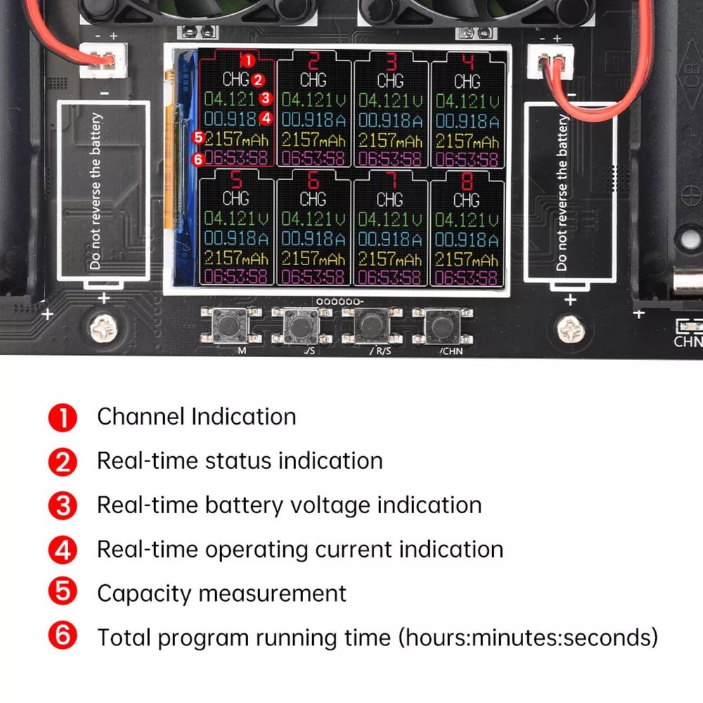 2.4in LCD Screen Internal Resistance Tester With DC5.5 high-current interface
