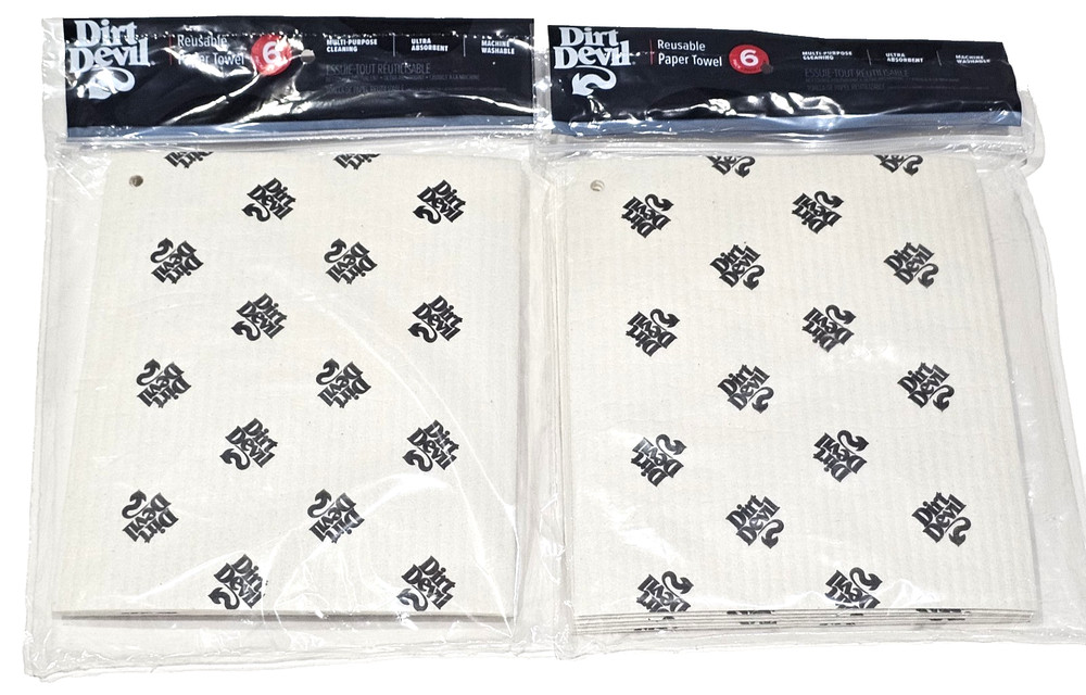 2 Pack Dirt Devil Reusable Paper Towel 6 Pack Multi-Purpose Cleaning