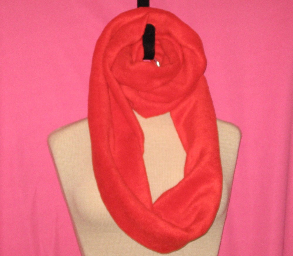 Handmade Cowl/Infinity Scarf - Fleece - Solid - Red - One Size