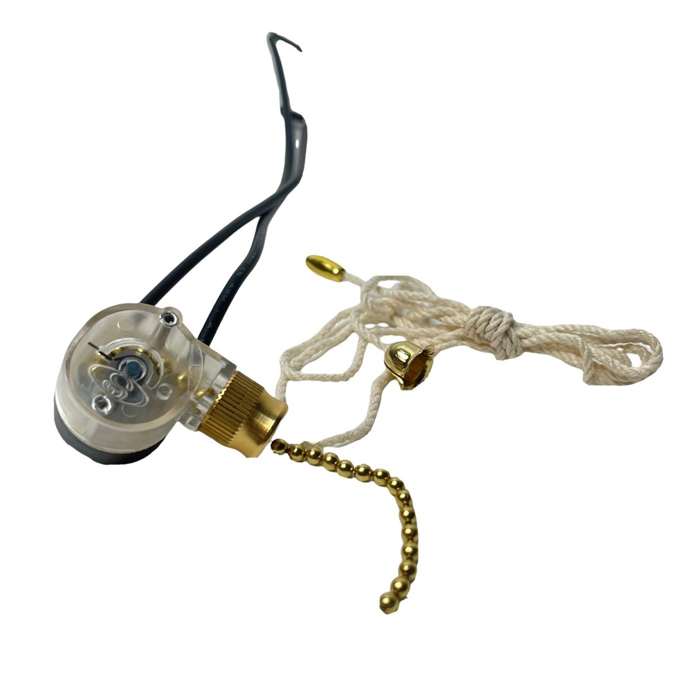 Shine Top Brass Switch with Pull Chain String - On/Off Light, Fan, Fixture