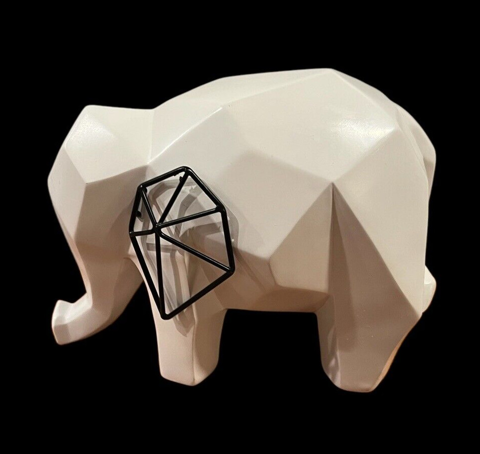 Elephant Ceramic Angular Geometric Ear Body Pattern Modernist Style