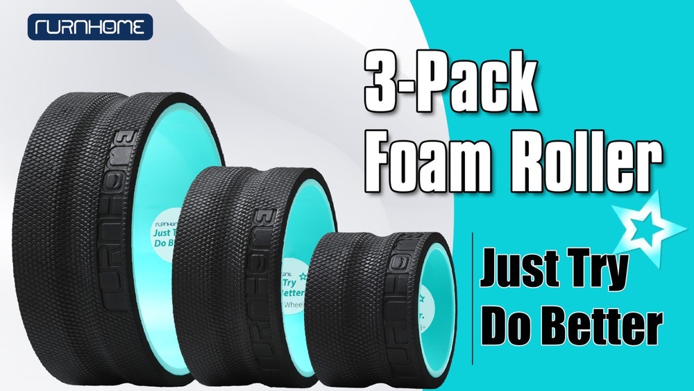Deep Tissue Massage Wheel - Back Roller for Pain Relief & Stretching (3-Pack)