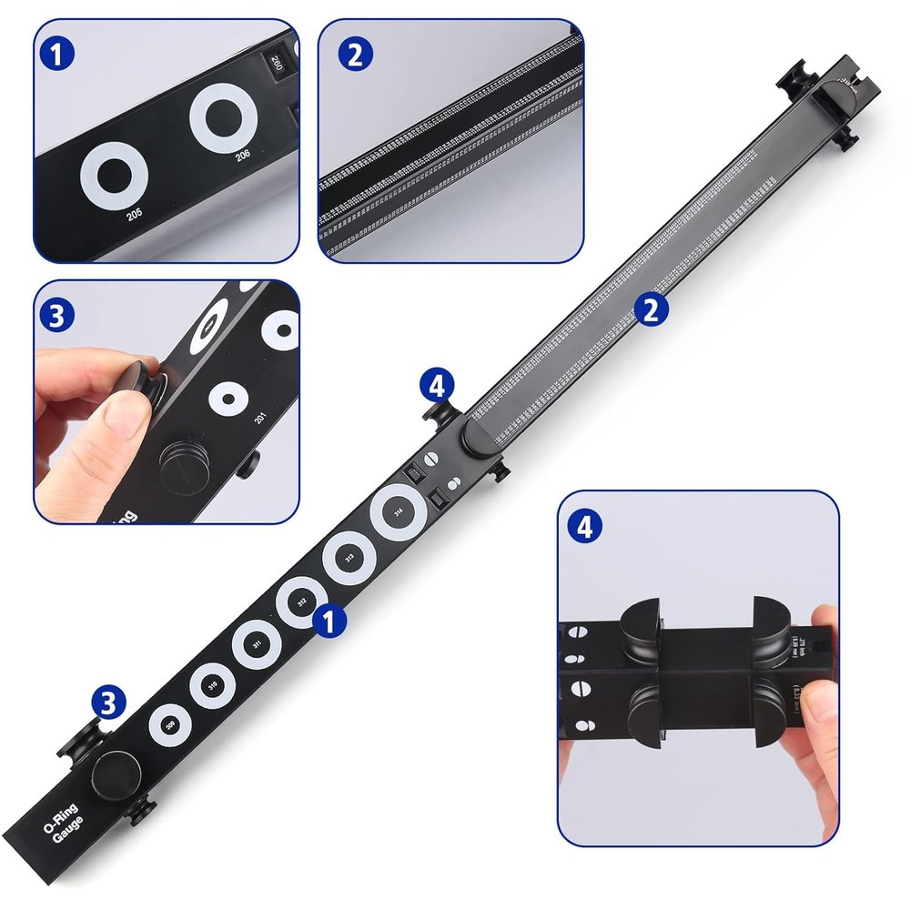 O-Ring Gauge Make Work Smart, Telescoping O Ring Sizing Plastic Gauge, Black