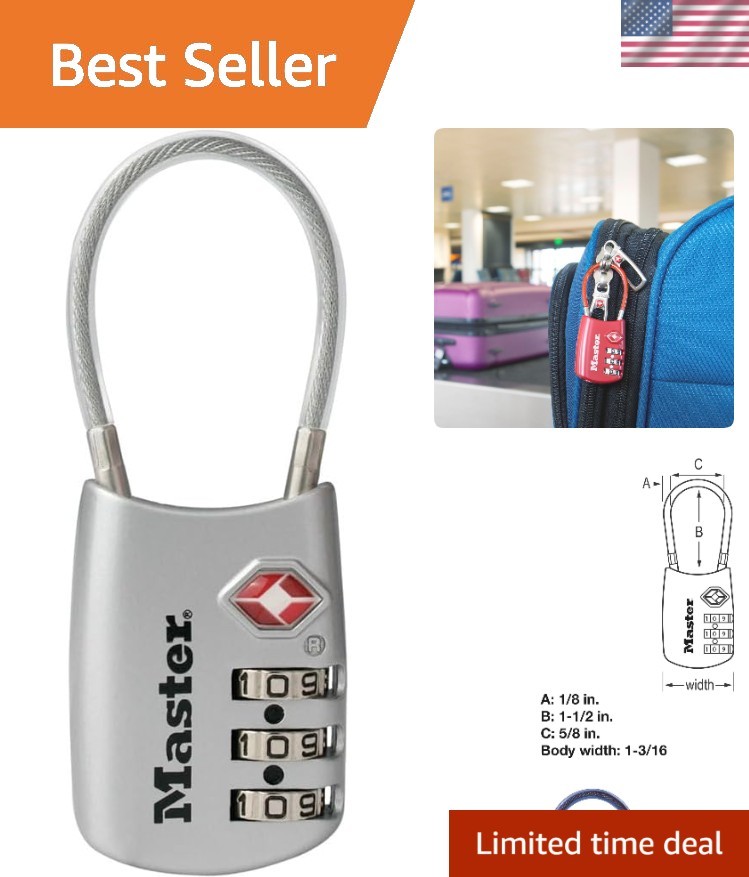 TSA Approved 4688D Customized Combination Luggage Lock - 1 Pack Assorted Colors