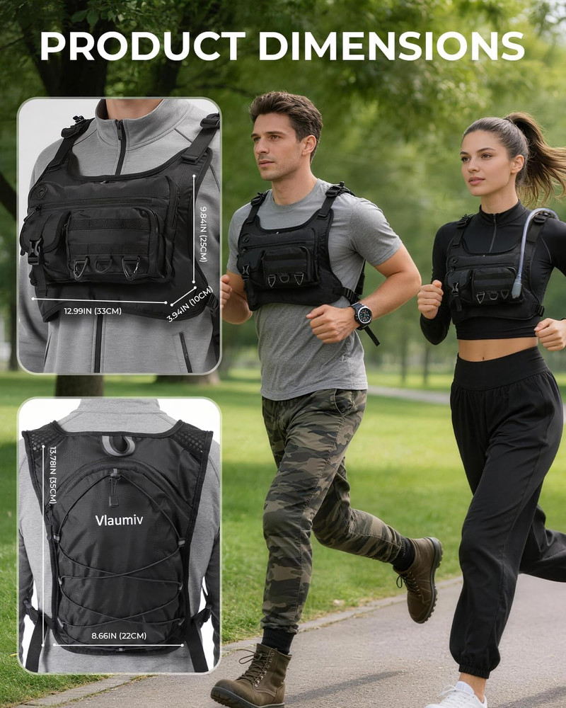 Running Vest with 2L Water Bladder, Hydration Backpack with Adjustable Straps, L