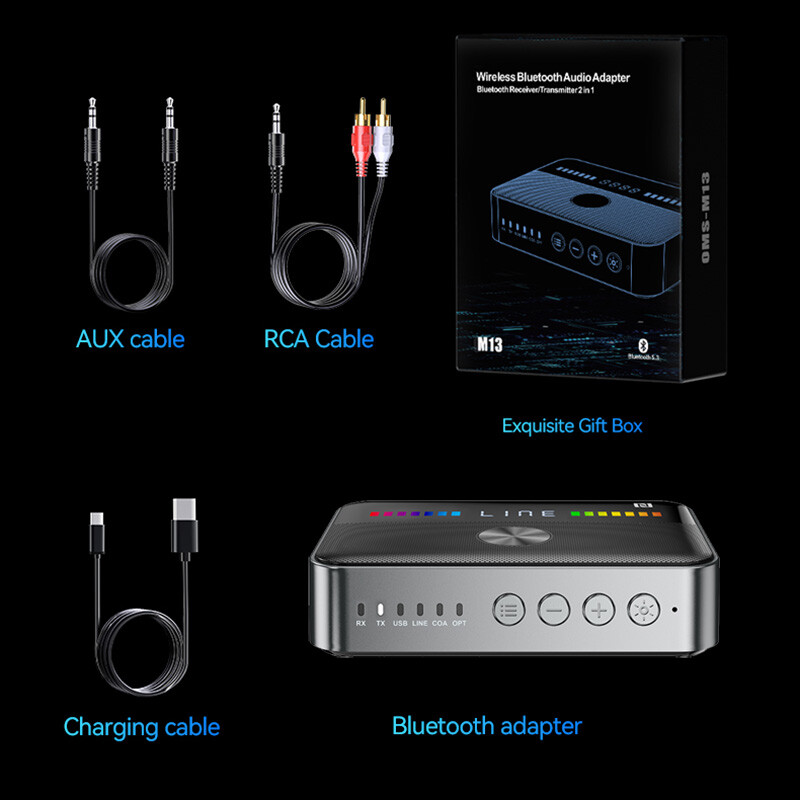 USB NFC Bluetooth Receiver Transmitter Digital To Analog 3.5mm RCA Audio Adapter