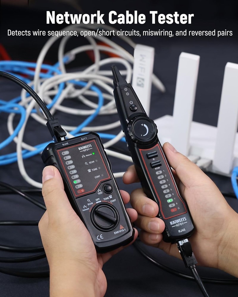 All-in-One Cable Tracer Kit with Tone Generator & LED Flashlight for Technicians