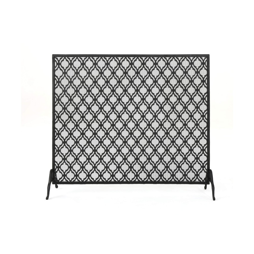 Christopher Knight Home Elmer Single Panel Iron Fireplace Screen, Black
